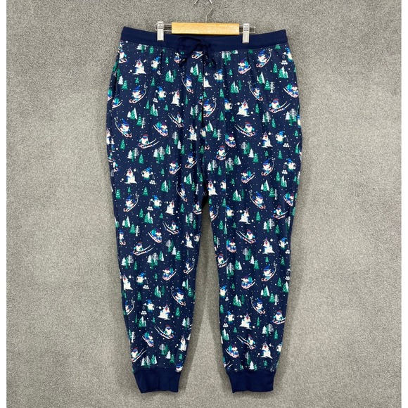 Lands' End Other - Lands End Gnome Skiing Christmas Pajama Pants Joggers Navy Blue Size‎ L 36 38